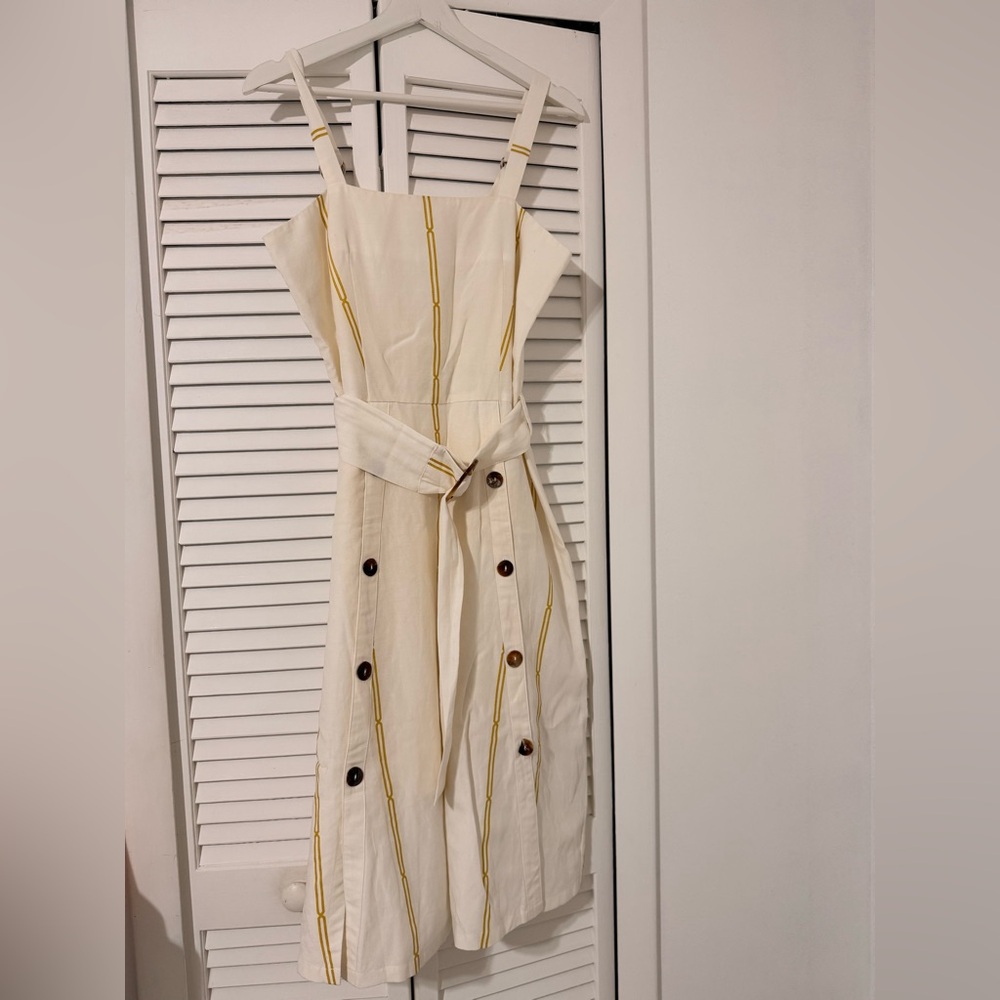 Cream Striped Belted Sundress